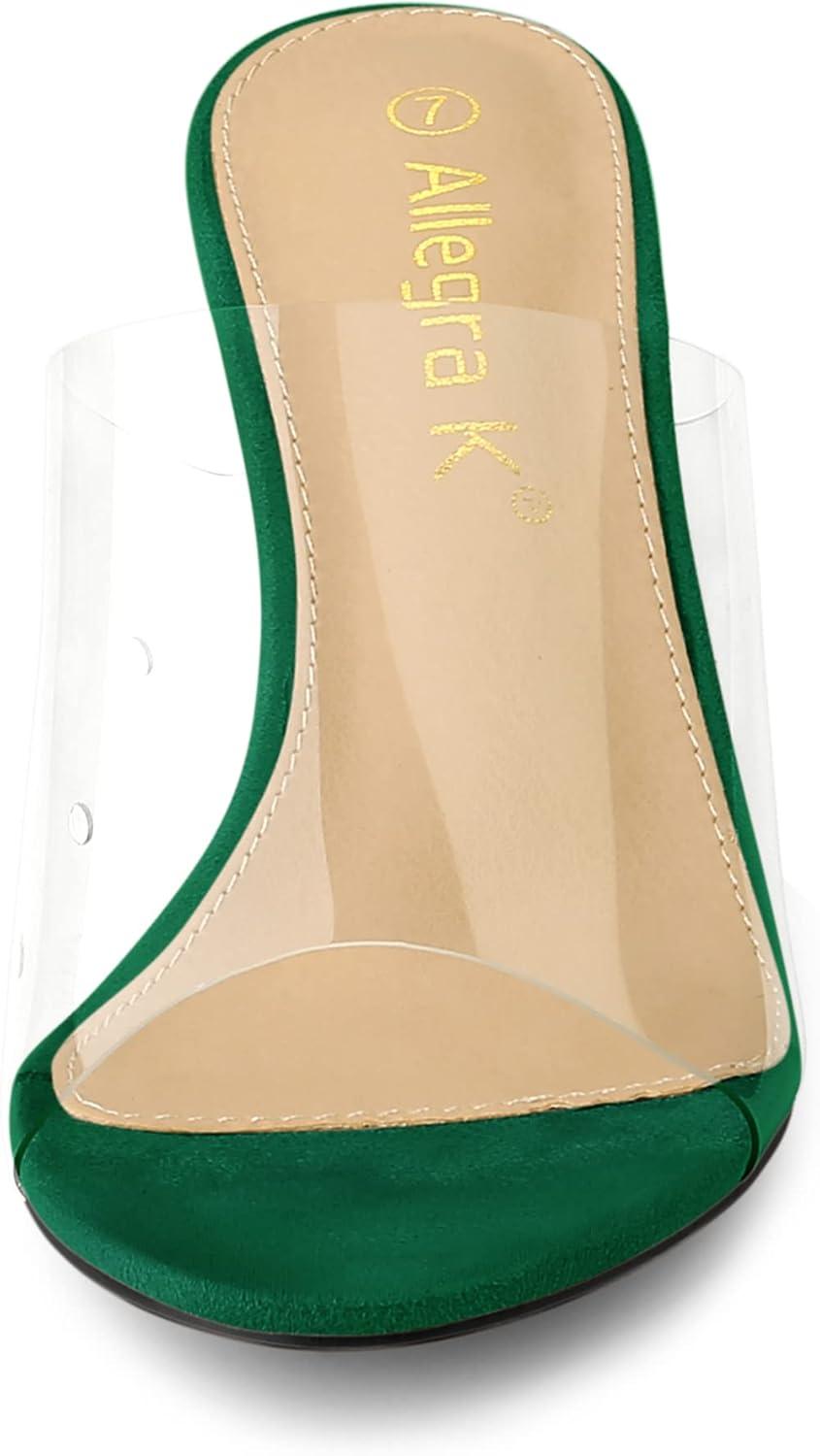 imageAllegra K Womens Clear Strap Open Toe Slip On Stiletto Heel Slide SandalsEmerald Green