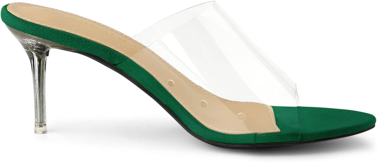 imageAllegra K Womens Clear Strap Open Toe Slip On Stiletto Heel Slide SandalsEmerald Green