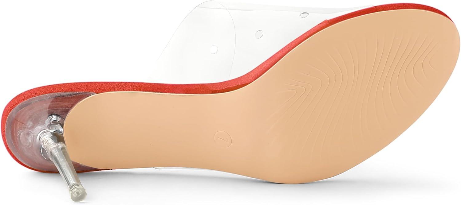 imageAllegra K Womens Clear Strap Open Toe Slip On Stiletto Heel Slide SandalsOrange
