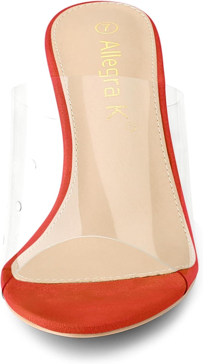 imageAllegra K Womens Clear Strap Open Toe Slip On Stiletto Heel Slide SandalsOrange