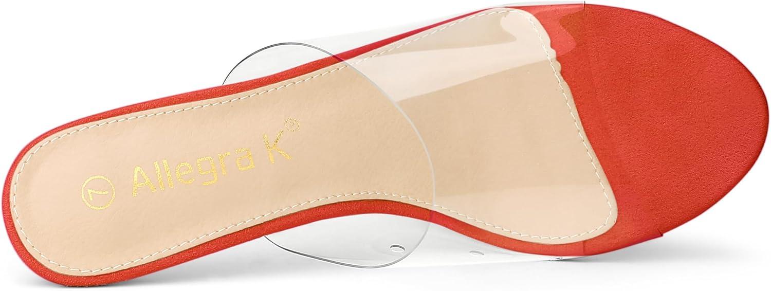 imageAllegra K Womens Clear Strap Open Toe Slip On Stiletto Heel Slide SandalsOrange