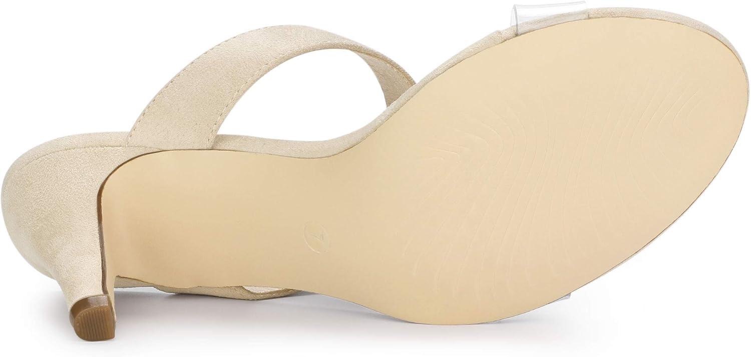 imageAllegra K Womens Clear Strap Stiletto Heel Slides SandalsBeige