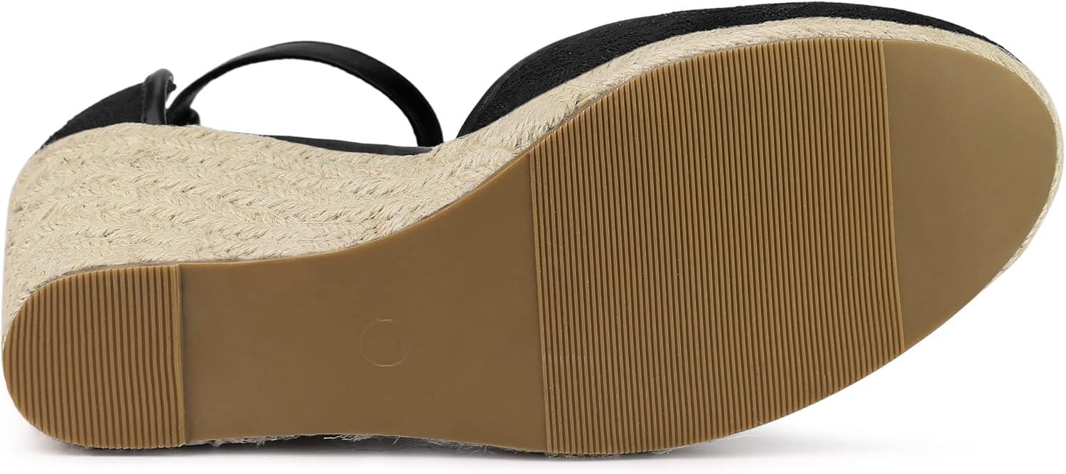 imageAllegra K Womens Closed Toe Espadrille Platform Heels Lace Wedge SandalsBlack
