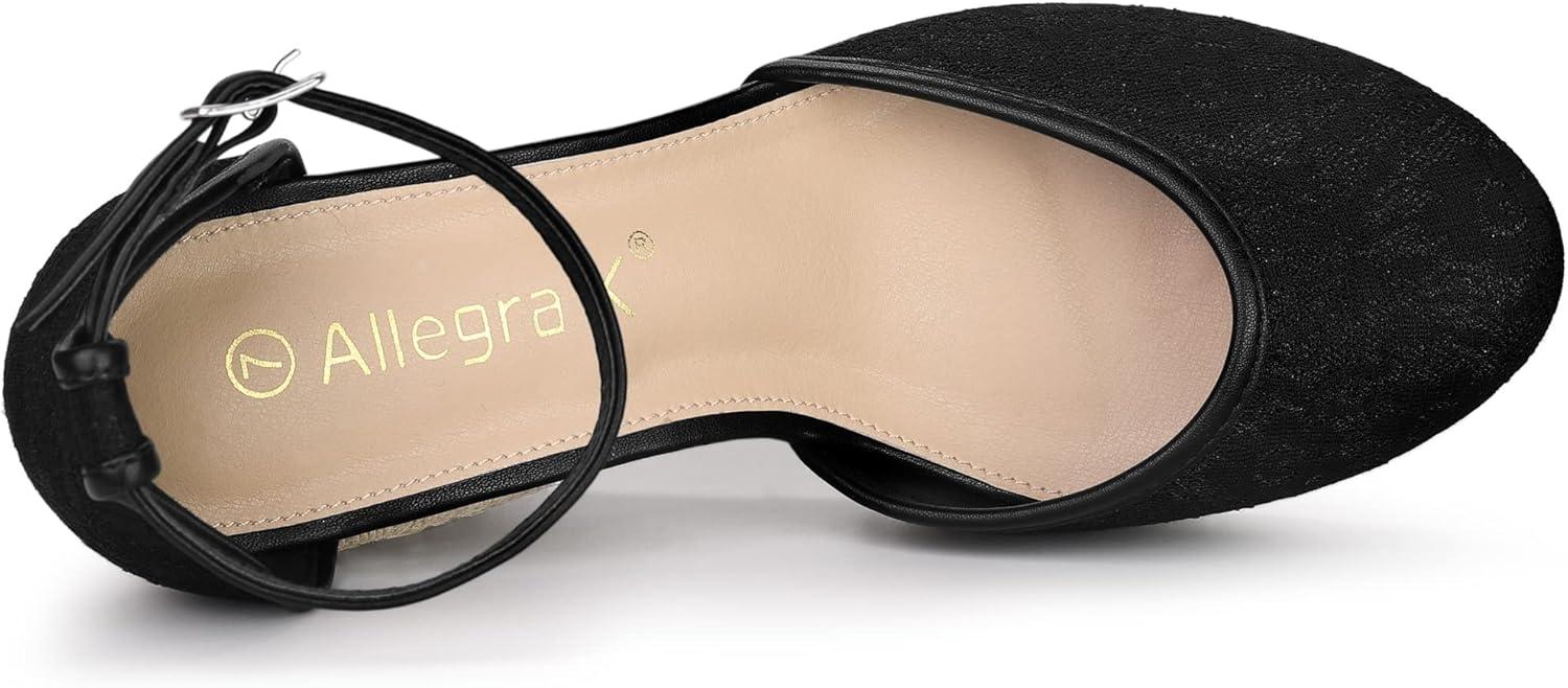 imageAllegra K Womens Closed Toe Espadrille Platform Heels Lace Wedge SandalsBlack