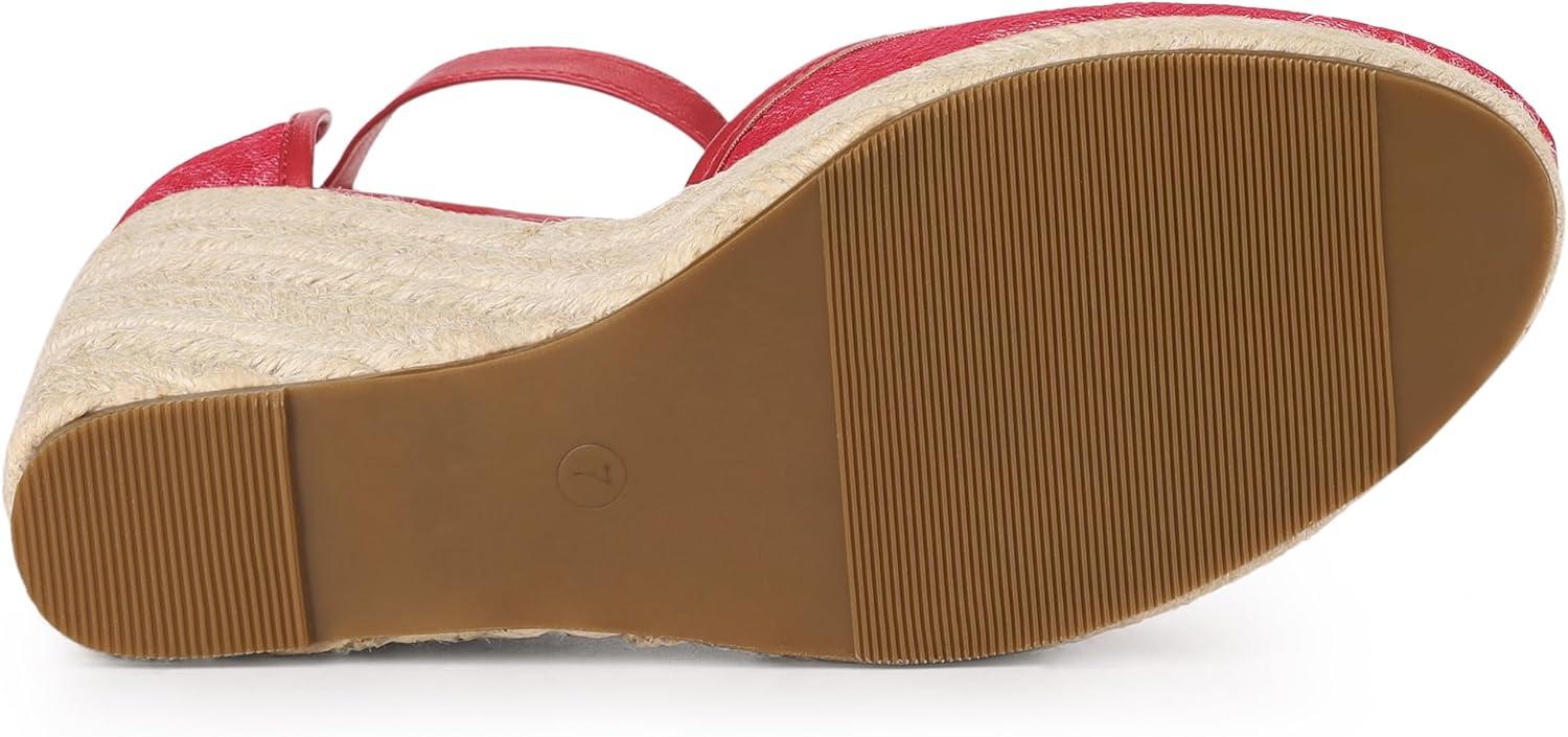 imageAllegra K Womens Closed Toe Espadrille Platform Heels Lace Wedge SandalsRed
