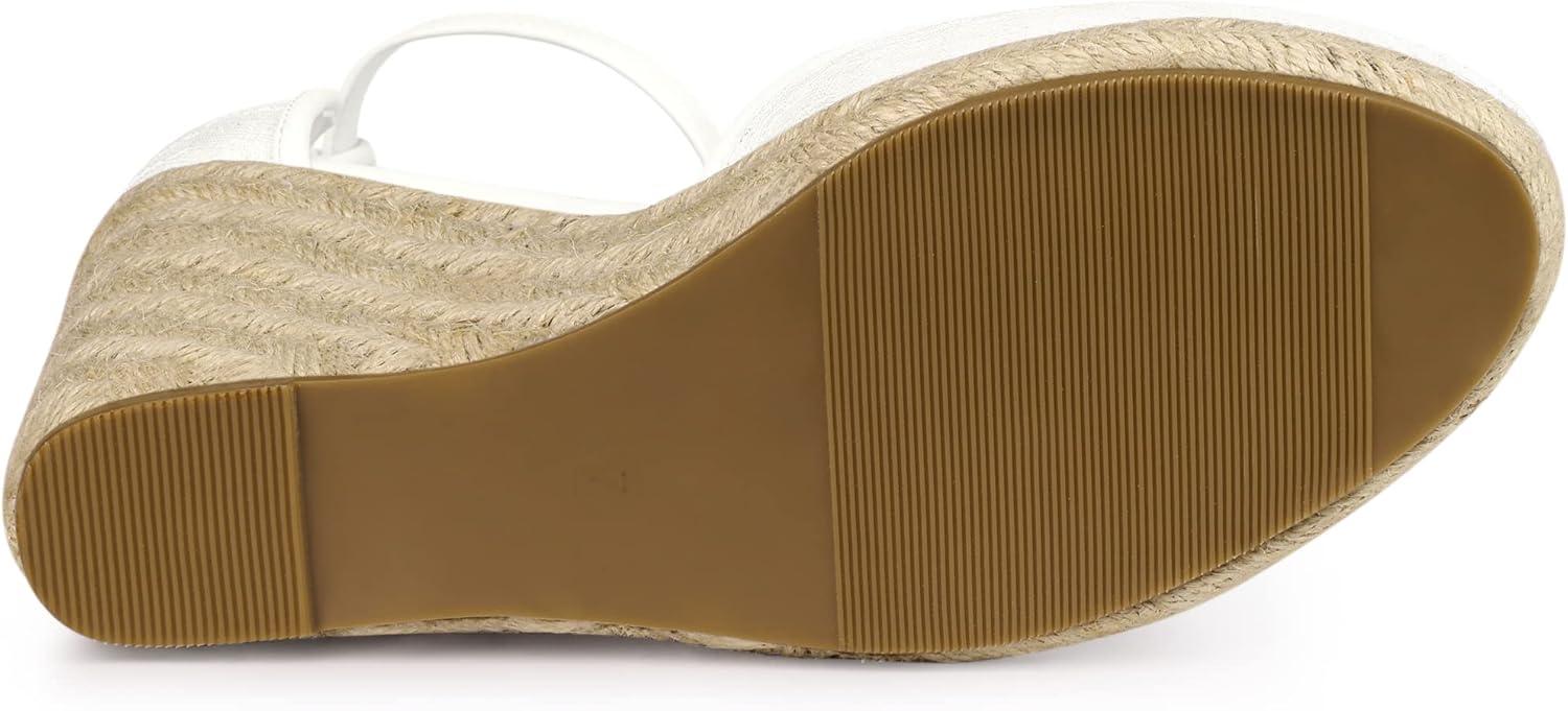 imageAllegra K Womens Closed Toe Espadrille Platform Heels Lace Wedge SandalsWhite