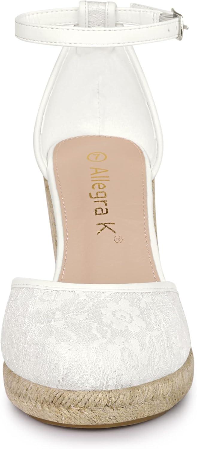 imageAllegra K Womens Closed Toe Espadrille Platform Heels Lace Wedge SandalsWhite