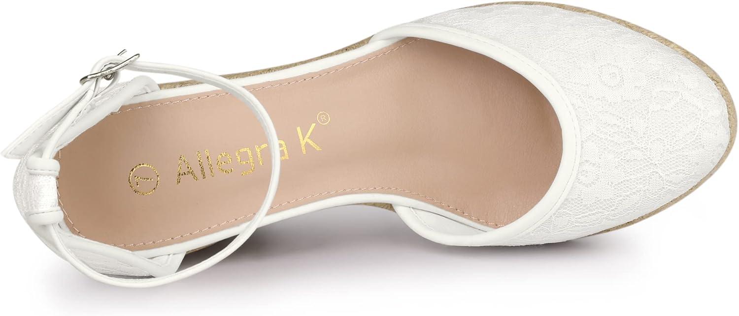 imageAllegra K Womens Closed Toe Espadrille Platform Heels Lace Wedge SandalsWhite