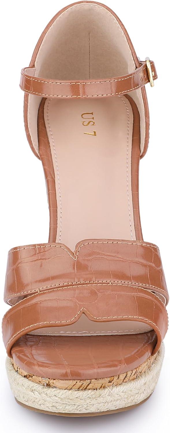 imageAllegra K Womens Cork Wedges Platform Wedge Heel SandalsBrown