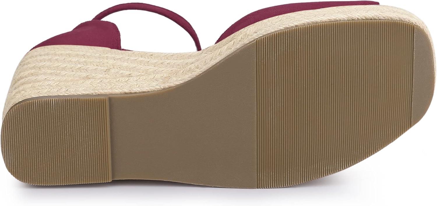 imageAllegra K Womens Espadrille Platform Ankle Strap Wedge Heel SandalsBurgundy