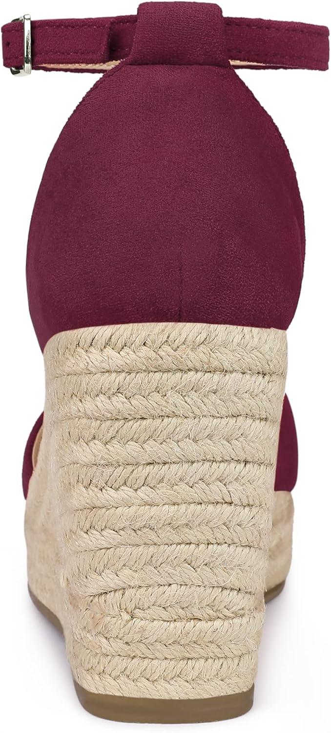 imageAllegra K Womens Espadrille Platform Ankle Strap Wedge Heel SandalsBurgundy