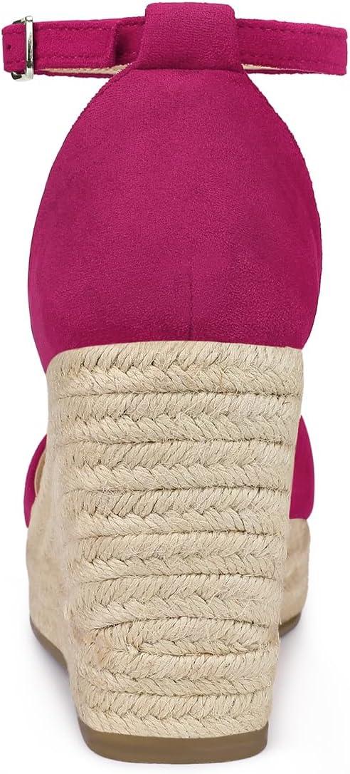 imageAllegra K Womens Espadrille Platform Ankle Strap Wedge Heel SandalsHot Pink