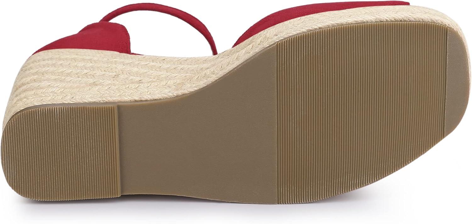 imageAllegra K Womens Espadrille Platform Ankle Strap Wedge Heel SandalsRed