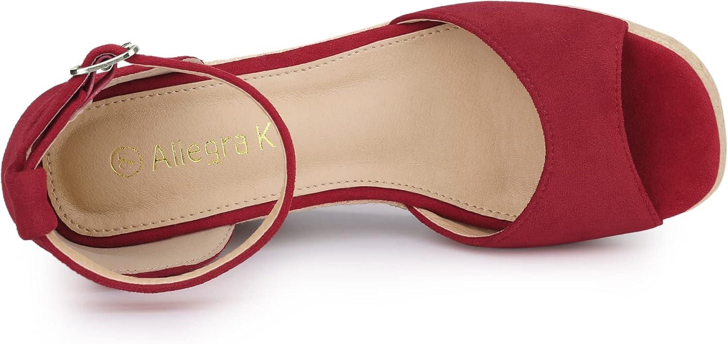 imageAllegra K Womens Espadrille Platform Ankle Strap Wedge Heel SandalsRed