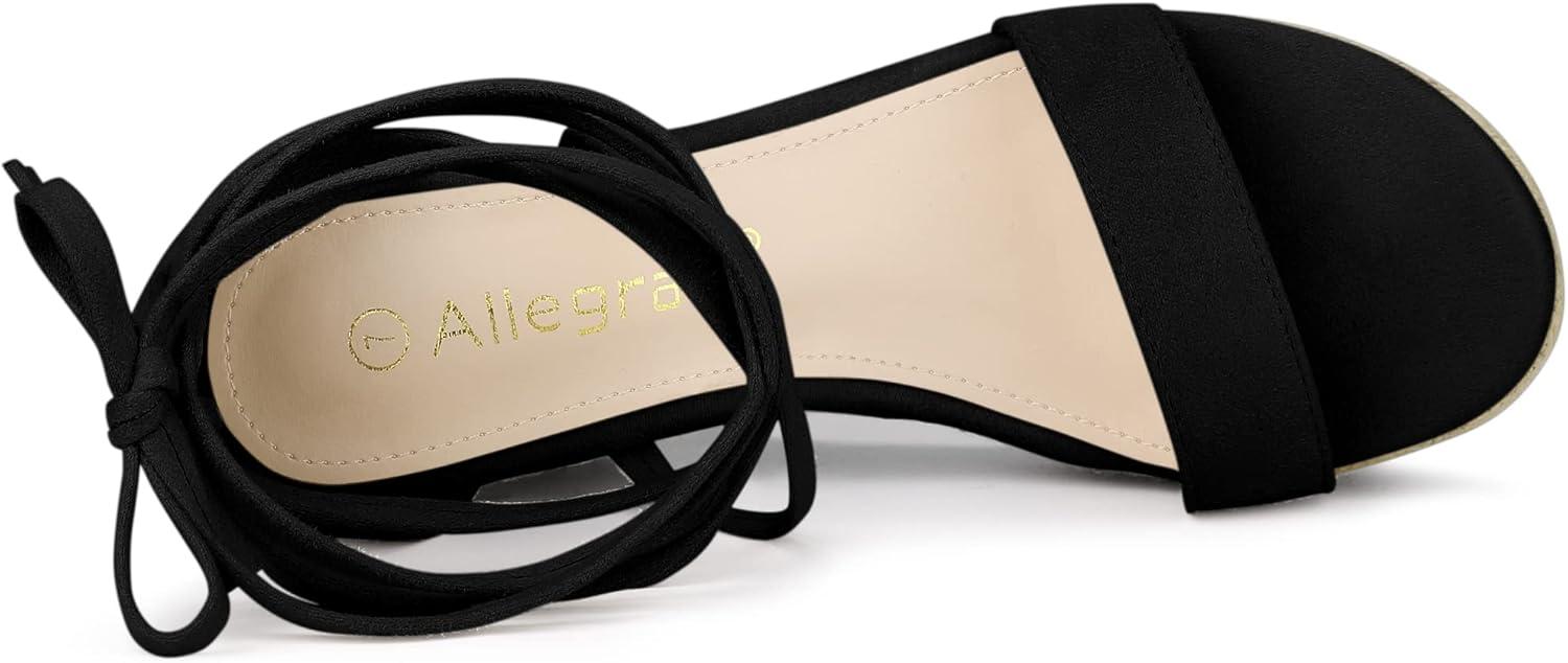 imageAllegra K Womens Espadrille Platform Lace Up Wedge Heels SandalsBlack