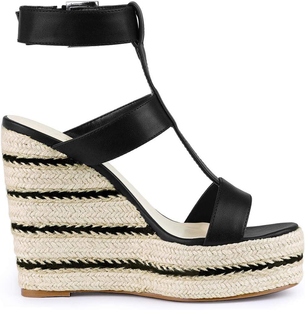 imageAllegra K Womens Espadrille Strappy Platform Wedges SandalsBlack