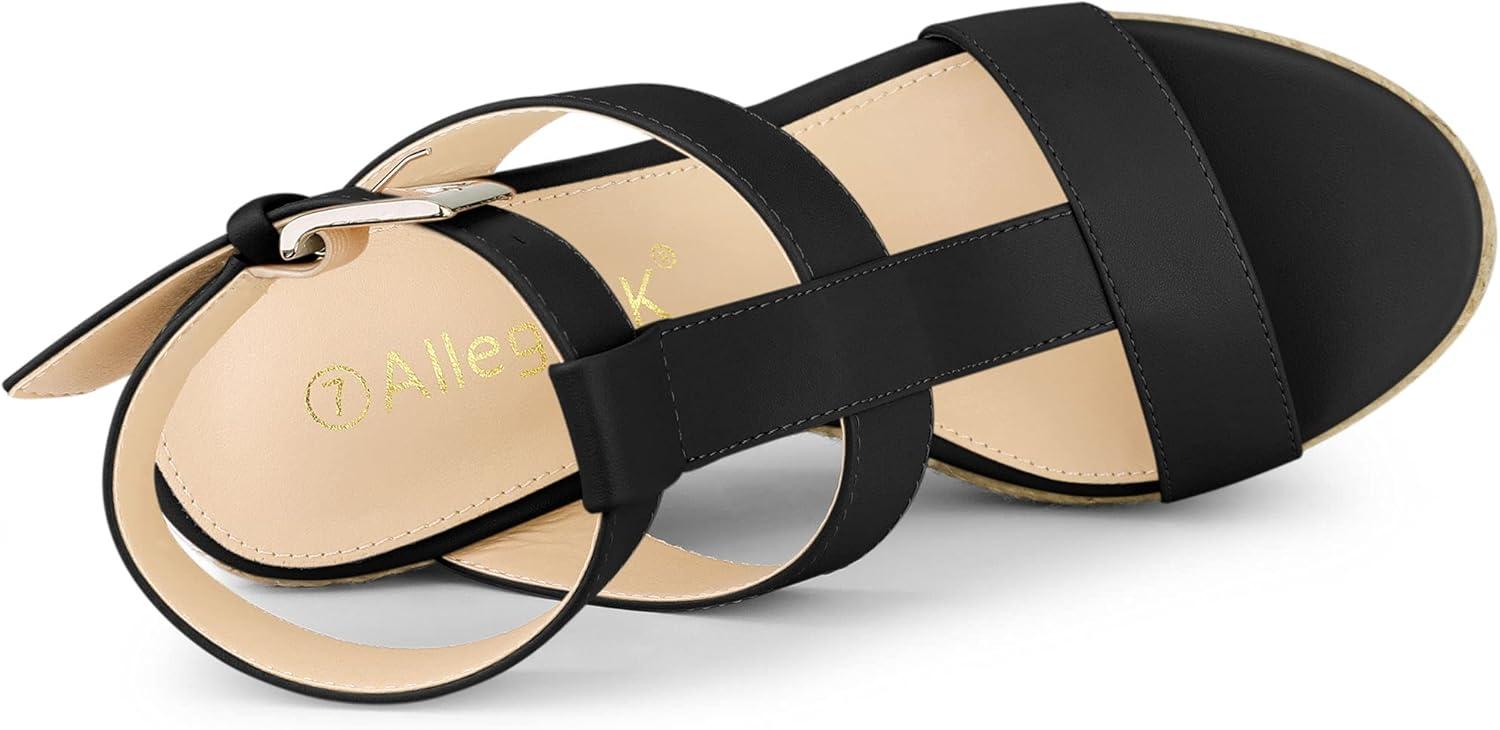 imageAllegra K Womens Espadrille Strappy Platform Wedges SandalsBlack