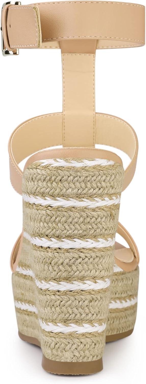 imageAllegra K Womens Espadrille Strappy Platform Wedges SandalsNude