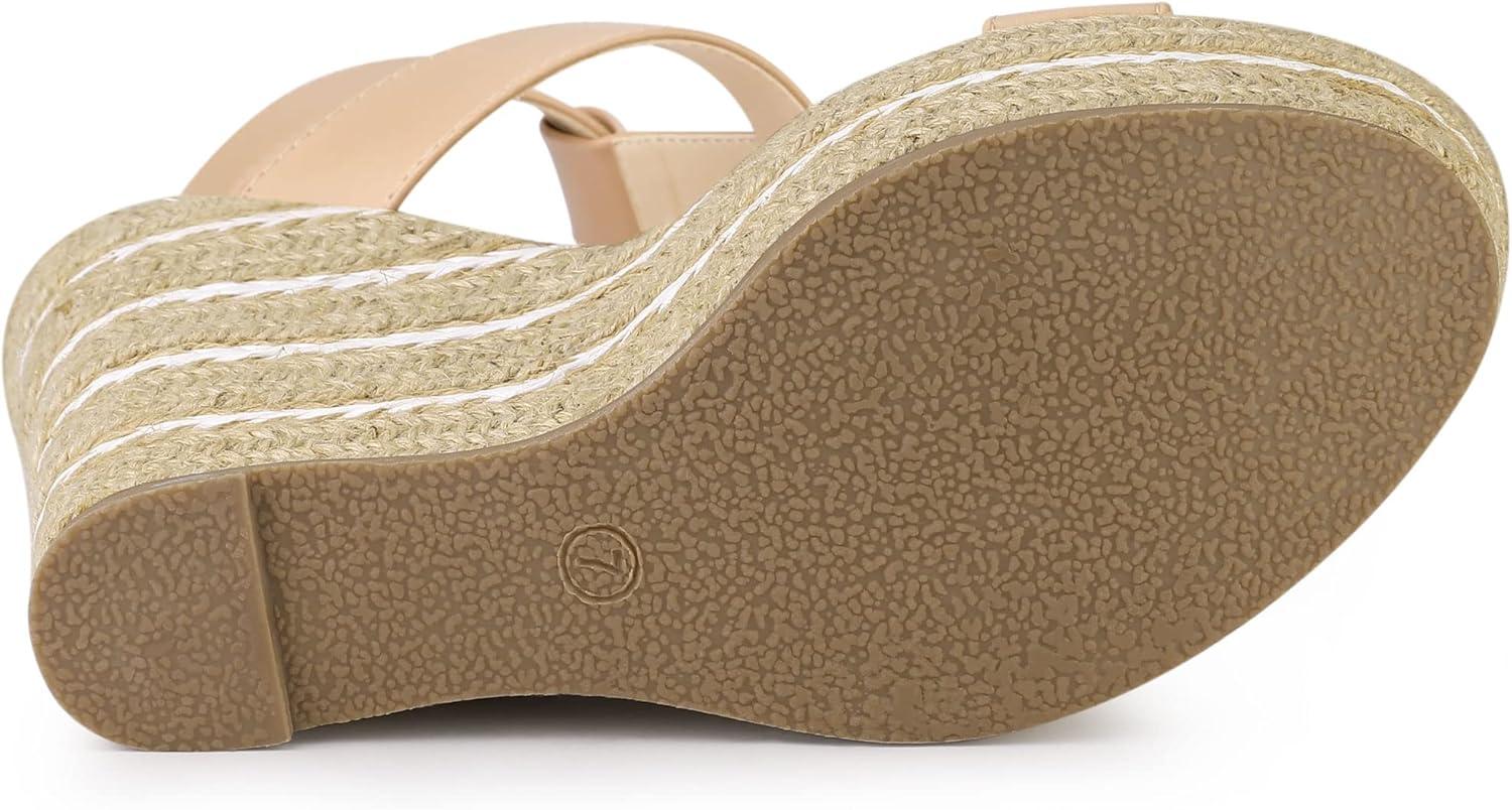 imageAllegra K Womens Espadrille Strappy Platform Wedges SandalsNude