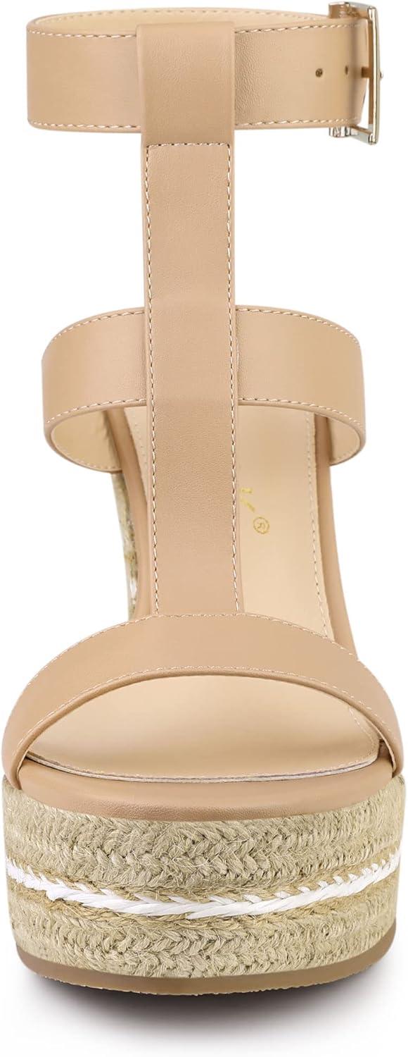 imageAllegra K Womens Espadrille Strappy Platform Wedges SandalsNude