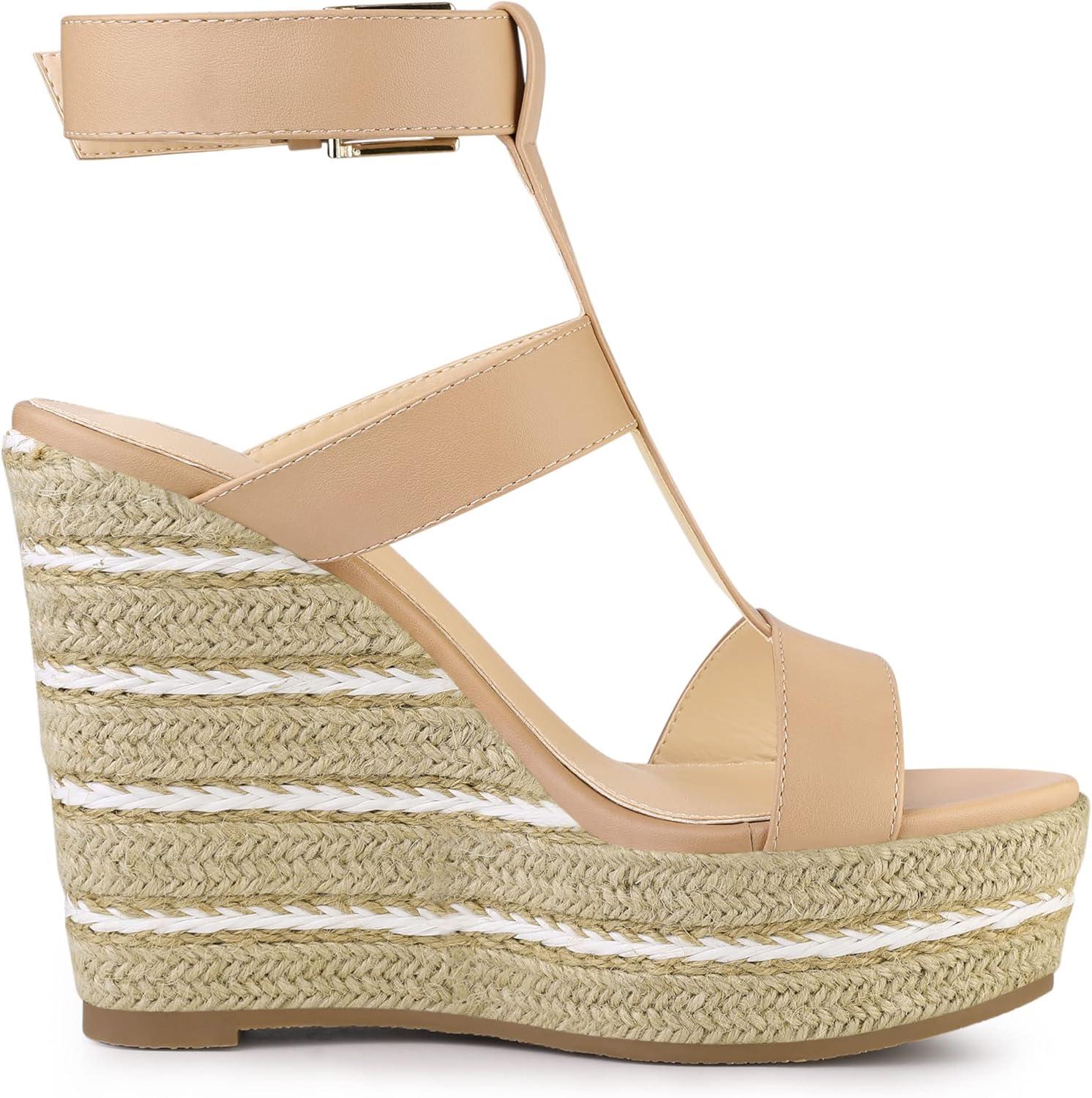 imageAllegra K Womens Espadrille Strappy Platform Wedges SandalsNude