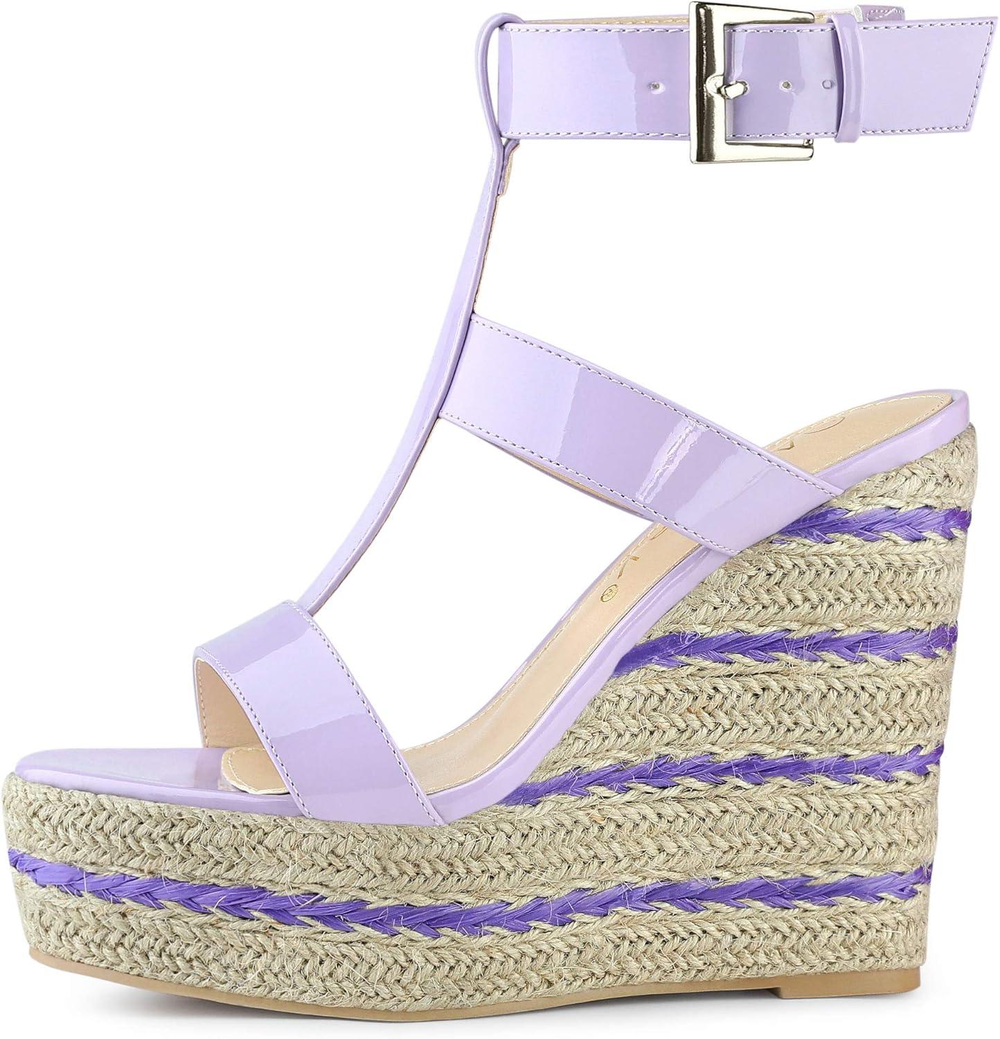 imageAllegra K Womens Espadrille Strappy Platform Wedges SandalsPurple