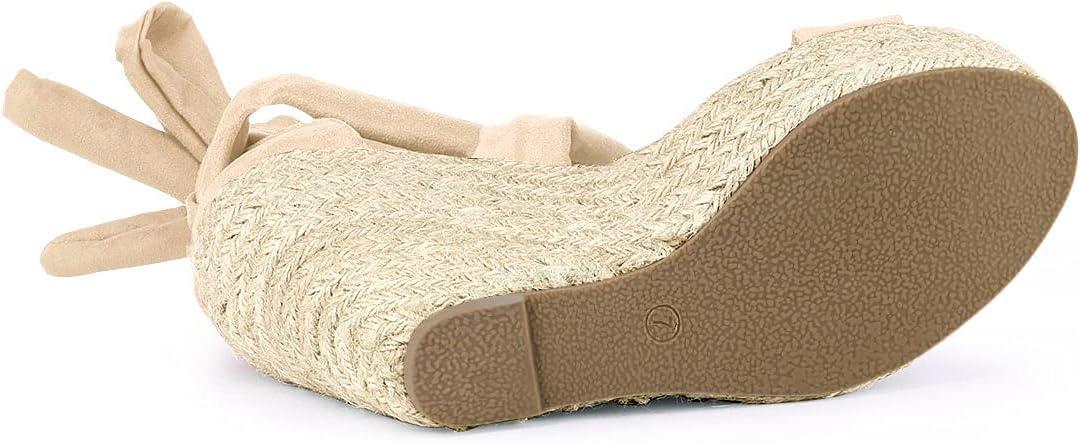 imageAllegra K Womens Espadrilles Platform Sandals Lace Up Open Toe Wedges HeelsBeige