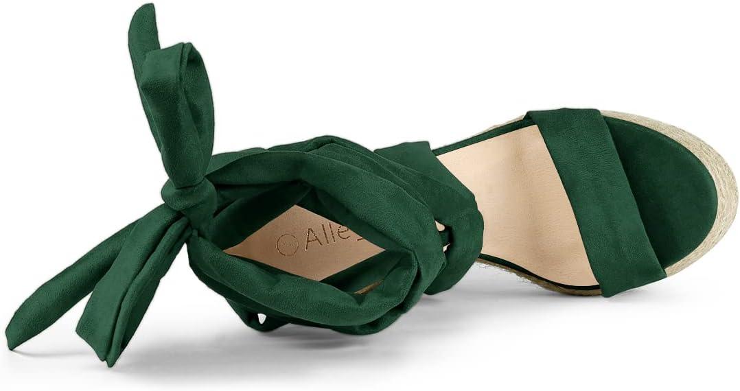 imageAllegra K Womens Espadrilles Platform Sandals Lace Up Open Toe Wedges HeelsGreen