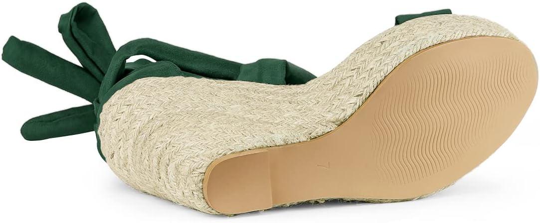 imageAllegra K Womens Espadrilles Platform Sandals Lace Up Open Toe Wedges HeelsGreen