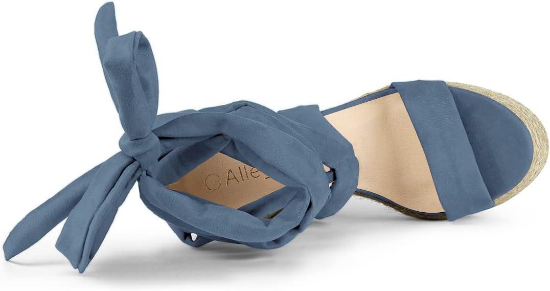 imageAllegra K Womens Espadrilles Platform Sandals Lace Up Open Toe Wedges HeelsHaze Blue