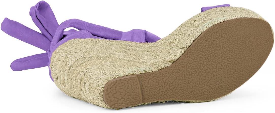 imageAllegra K Womens Espadrilles Platform Sandals Lace Up Open Toe Wedges HeelsPurple