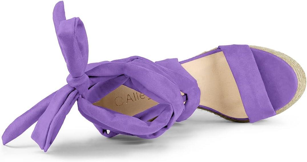 imageAllegra K Womens Espadrilles Platform Sandals Lace Up Open Toe Wedges HeelsPurple