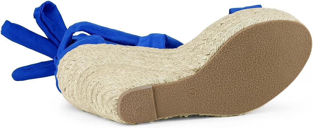 imageAllegra K Womens Espadrilles Platform Sandals Lace Up Open Toe Wedges HeelsRoyal Blue