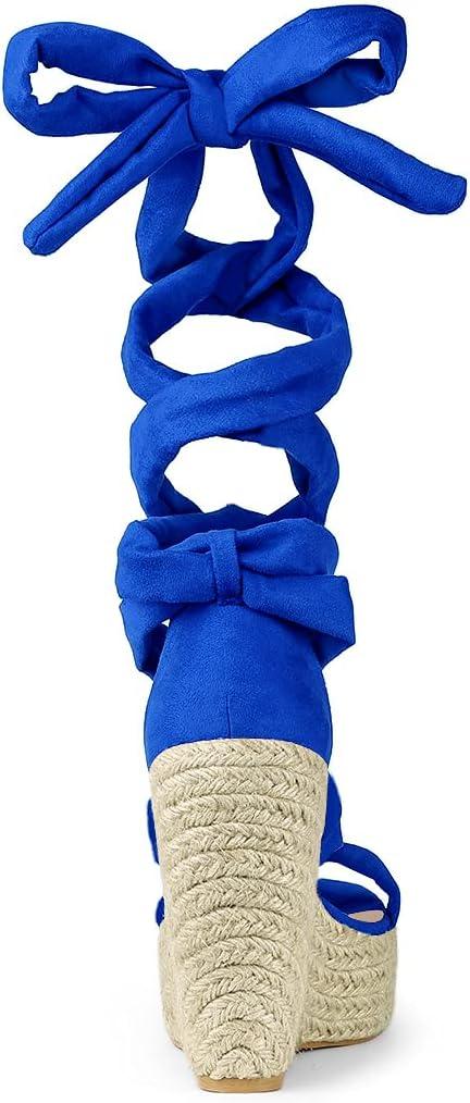 imageAllegra K Womens Espadrilles Platform Sandals Lace Up Open Toe Wedges HeelsRoyal Blue