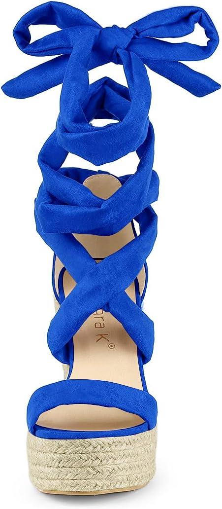 imageAllegra K Womens Espadrilles Platform Sandals Lace Up Open Toe Wedges HeelsRoyal Blue