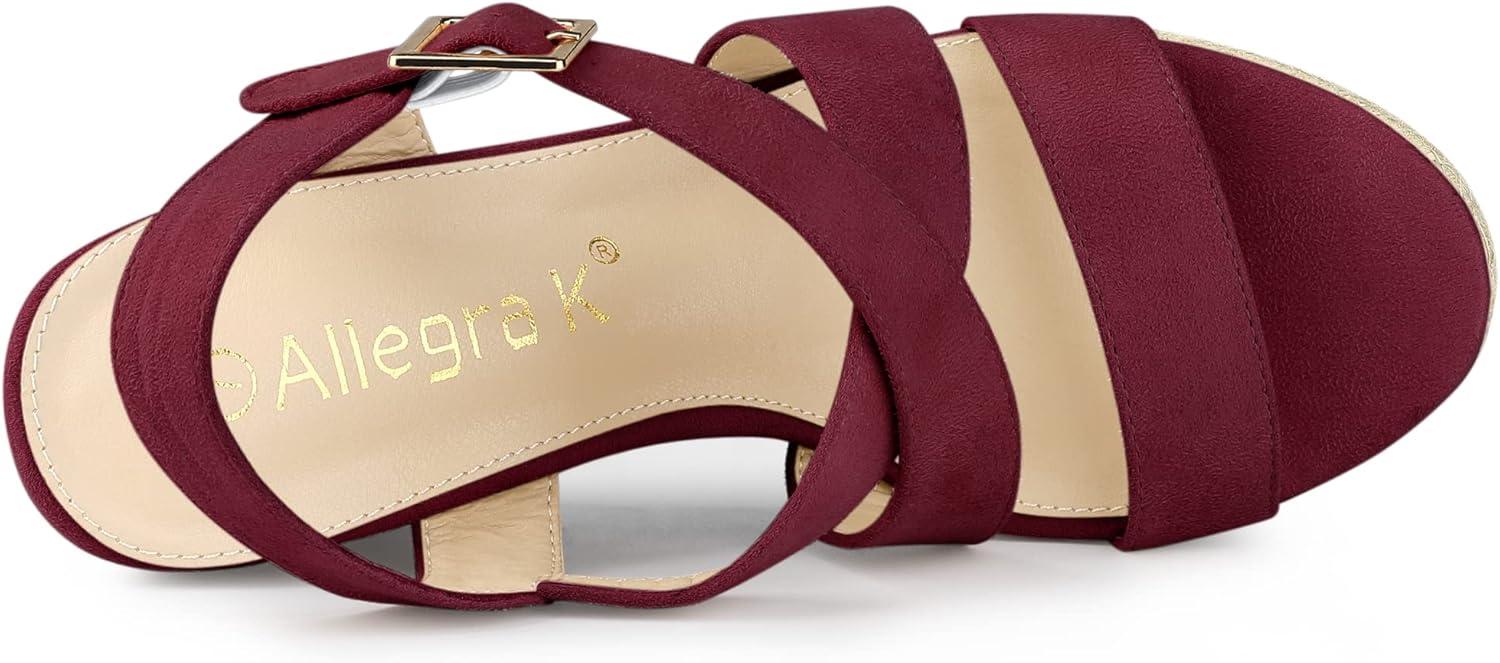 imageAllegra K Womens Espadrilles Platform Slingback Burgundy Wedges Sandals 10 M US