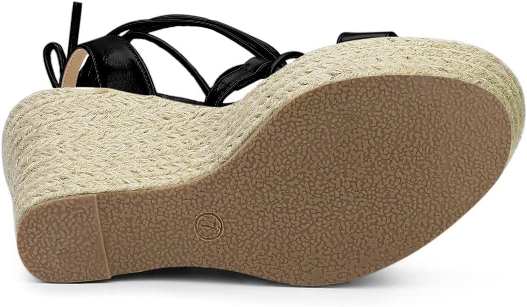 imageAllegra K Womens Espadrilles Platform Wedges Heel Lace Up SandalsBlack