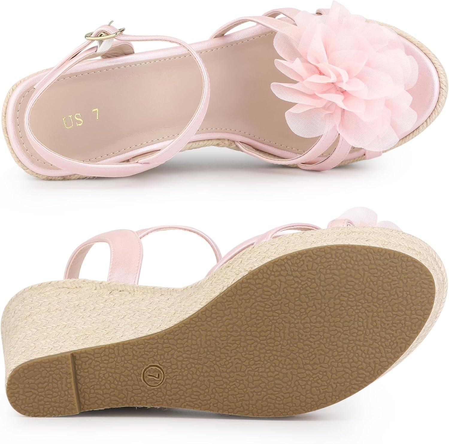 imageAllegra K Womens Flower Platform Espadrilles Wedge Heel SandalsBling Pink