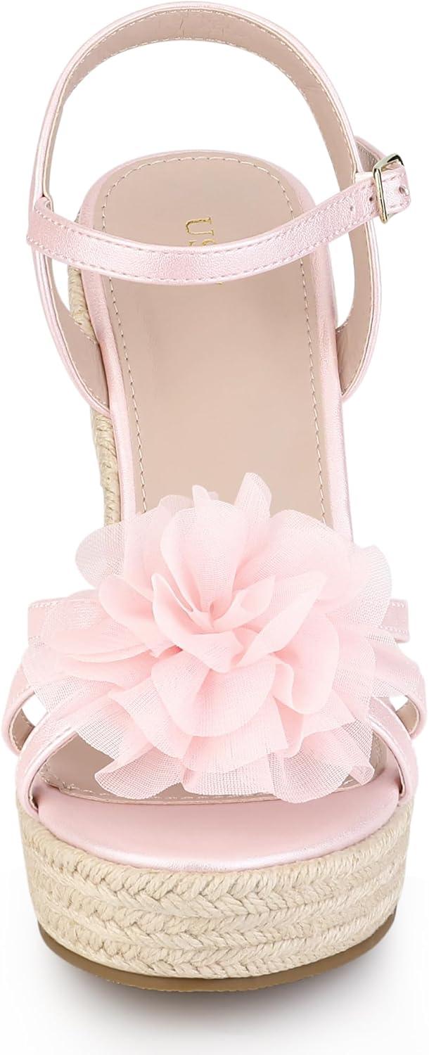 imageAllegra K Womens Flower Platform Espadrilles Wedge Heel SandalsBling Pink