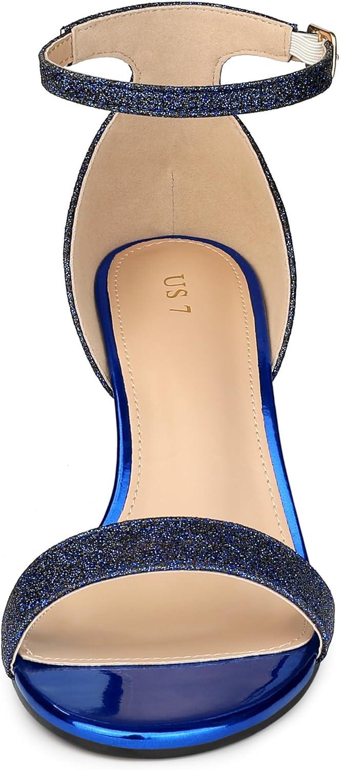imageAllegra K Womens Glitter Ankle Strap Stiletto Heel SandalsBlack Blue