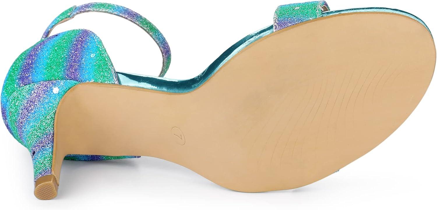 imageAllegra K Womens Glitter Ankle Strap Stiletto Heel SandalsGradient