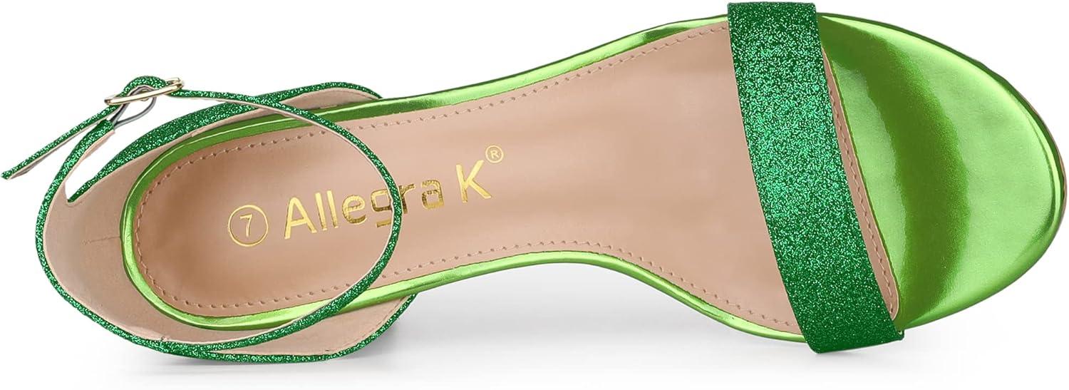 imageAllegra K Womens Glitter Ankle Strap Stiletto Heel SandalsGreen