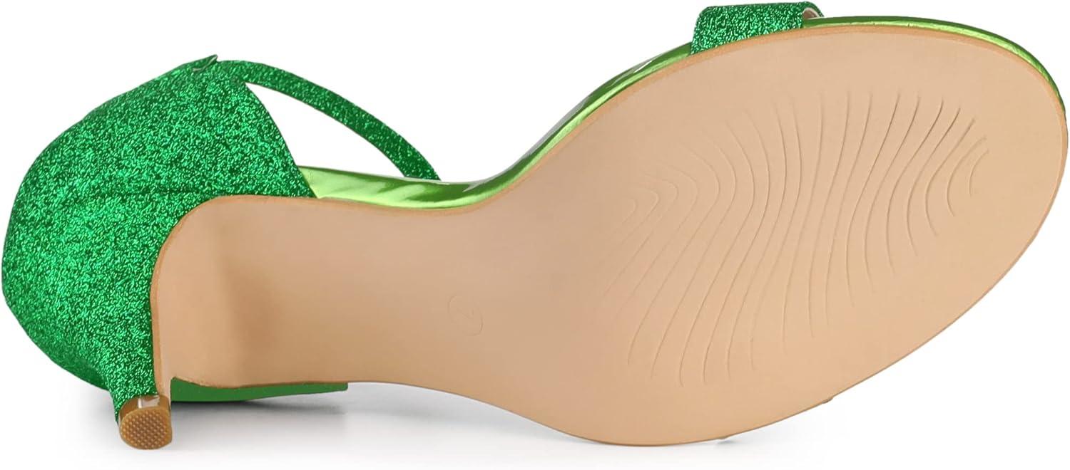 imageAllegra K Womens Glitter Ankle Strap Stiletto Heel SandalsGreen