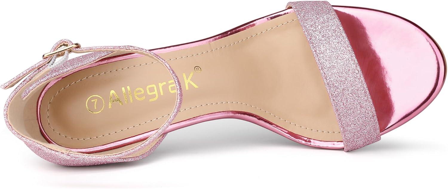 imageAllegra K Womens Glitter Ankle Strap Stiletto Heel SandalsPink