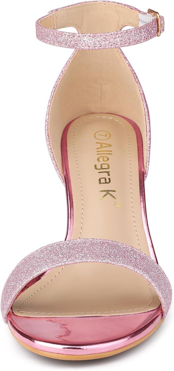 imageAllegra K Womens Glitter Ankle Strap Stiletto Heel SandalsPink