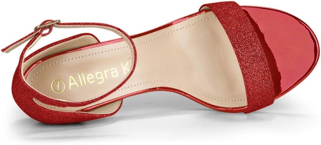 imageAllegra K Womens Glitter Ankle Strap Stiletto Heel SandalsRed