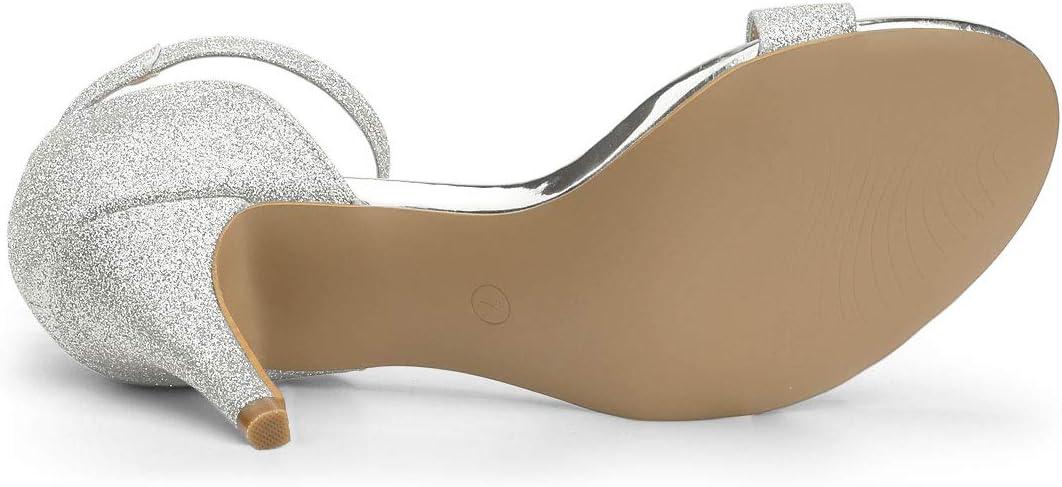 imageAllegra K Womens Glitter Ankle Strap Stiletto Heel SandalsSilver