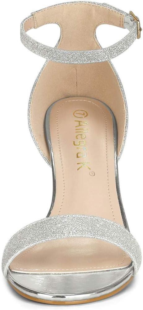 imageAllegra K Womens Glitter Ankle Strap Stiletto Heel SandalsSilver