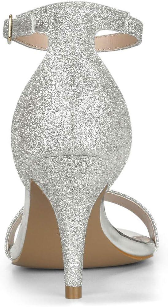 imageAllegra K Womens Glitter Ankle Strap Stiletto Heel SandalsSilver