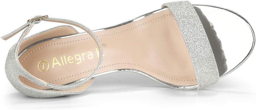 imageAllegra K Womens Glitter Ankle Strap Stiletto Heel SandalsSilver